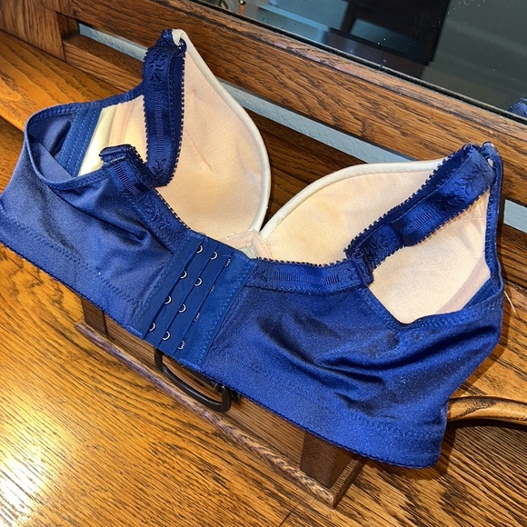 Sexy Push Up Bra Women Size 34B 38/85 Blue Lace Over Cream Cup Full Coverage NEW - Picture 4 of 16